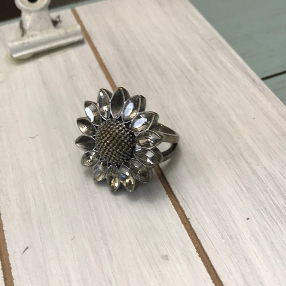 Fossil Sunflower Ring 7.5 Rhinestones Chunky Fun - Picture 5 of 13